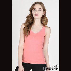 Pink V-Neck Shirring Detail Tank Top